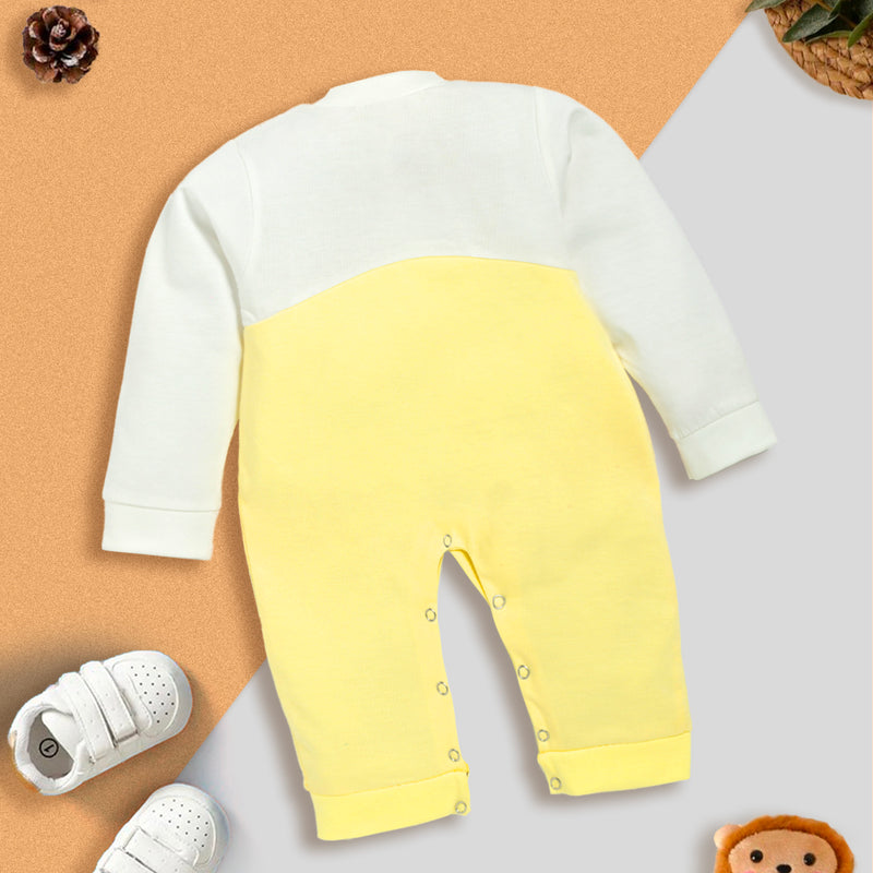 Unisex Peach Animal Print Full-Sleeve Romper Kinder Choice