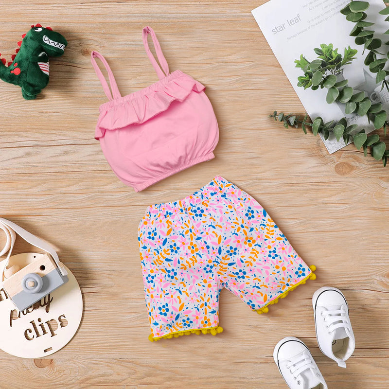 Floral Print Shorts with Crop Top Set Kinder Choice