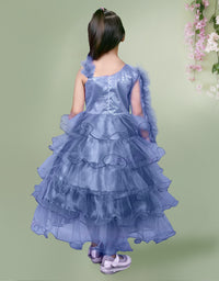 Havelock Blue Sequined Frill Detailed Full Length Dress
