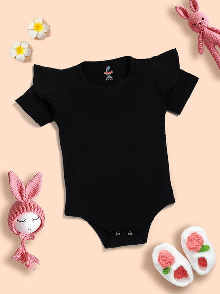 Baby Girl 100% Cotton Ruffle Trim Short-sleeve Romper and Bear Graphic Polka Dots Overall Dress Set  Kinder Choice