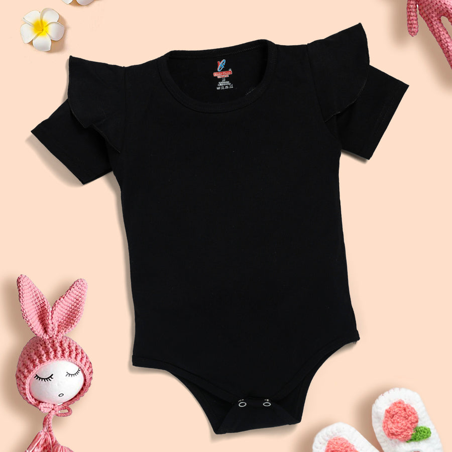 Baby Girl 100% Cotton Ruffle Trim Short-sleeve Romper and Bear Graphic Polka Dots Overall Dress Set  Kinder Choice