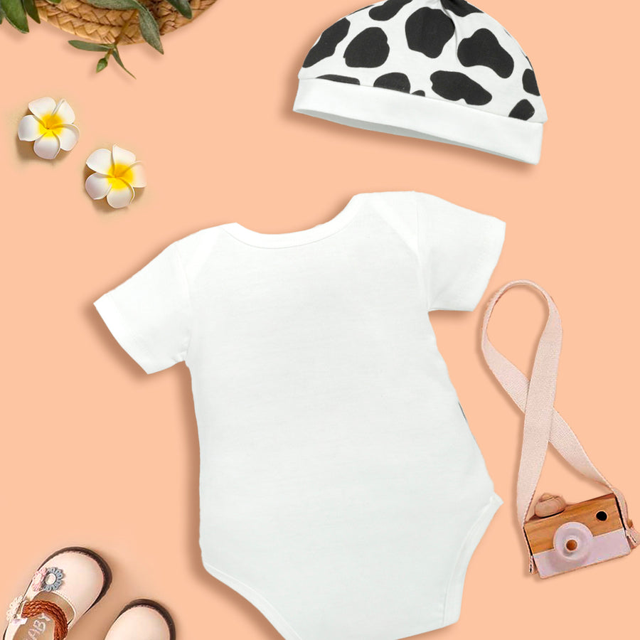 New To the Herd Cute Cow Baby Romper with cap Kinder Choice