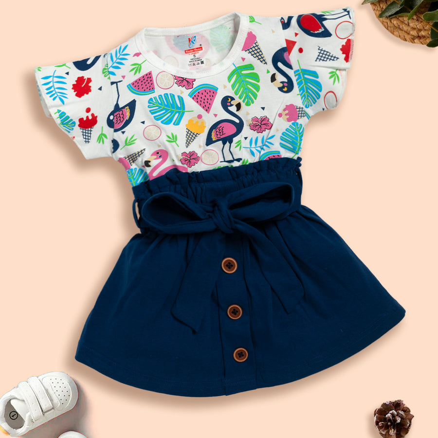 Kids Printed Fit & Flare Dress With T-Shirt Kinder Choice