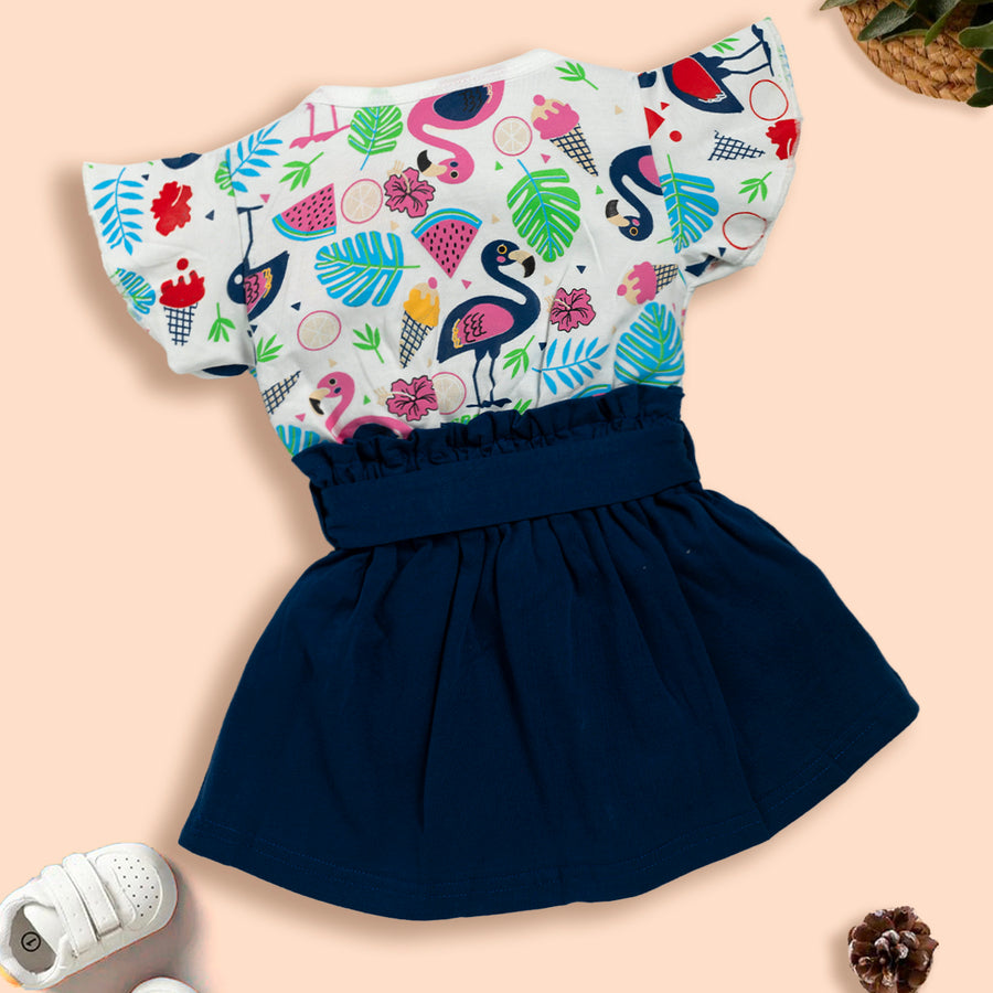 Kids Printed Fit & Flare Dress With T-Shirt Kinder Choice