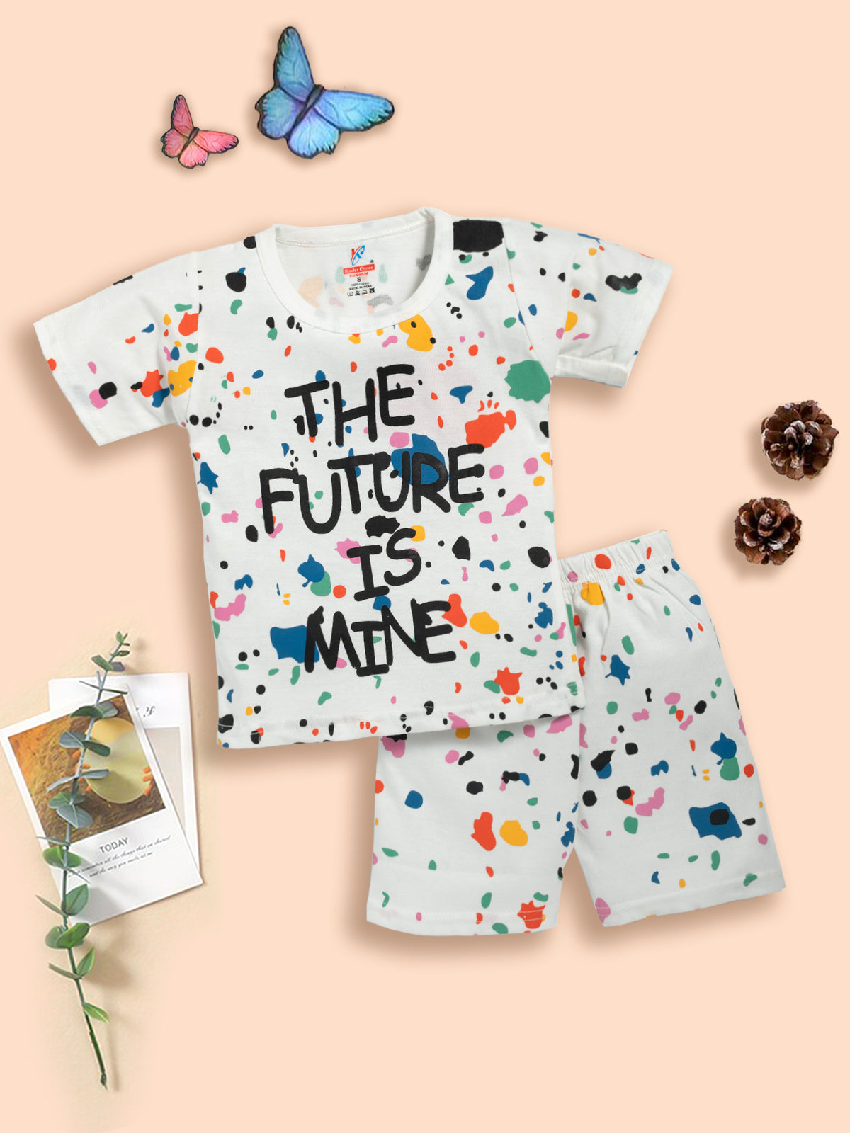Toddler Boy/Girl Playful Letter Painting Print Tee and Shorts Set Kinder Choice