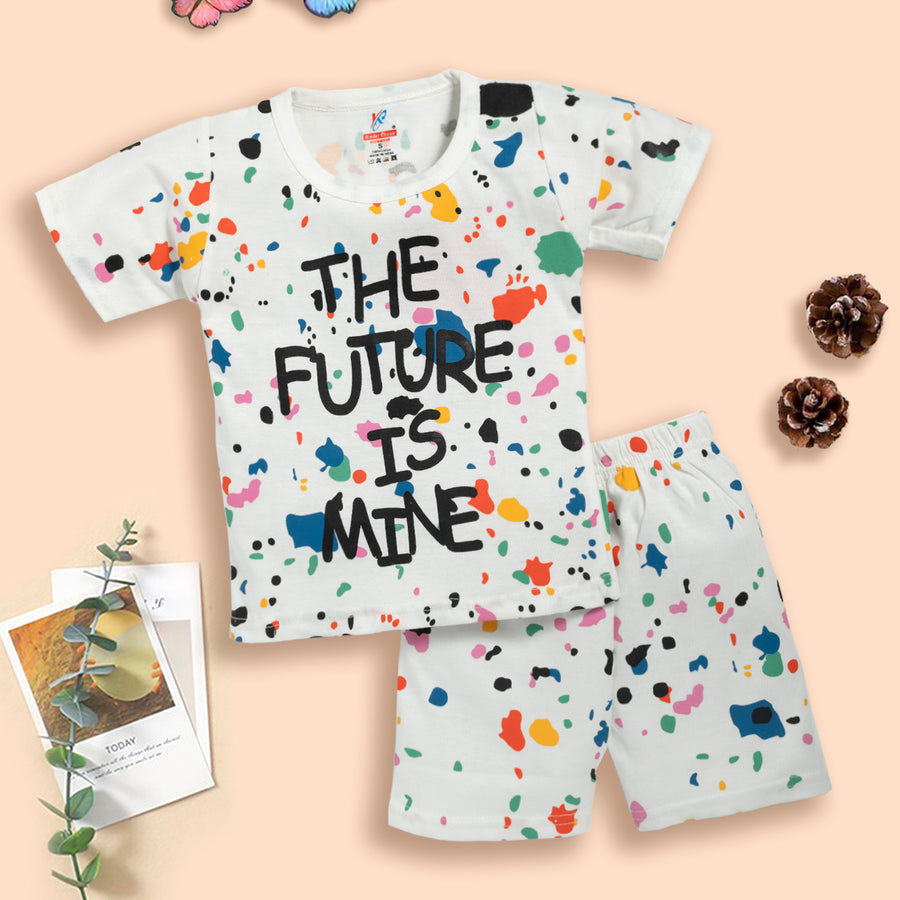 Toddler Boy/Girl Playful Letter Painting Print Tee and Shorts Set Kinder Choice