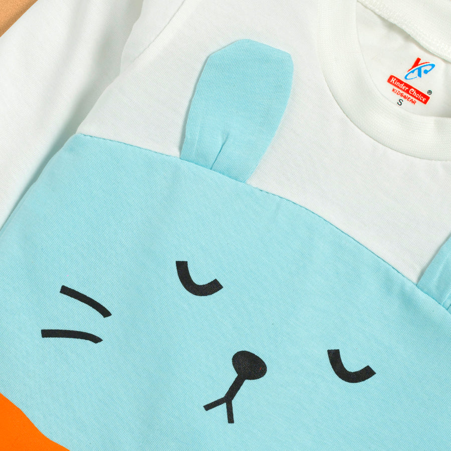 Unisex Peach Animal Print Full-Sleeve Romper Kinder Choice