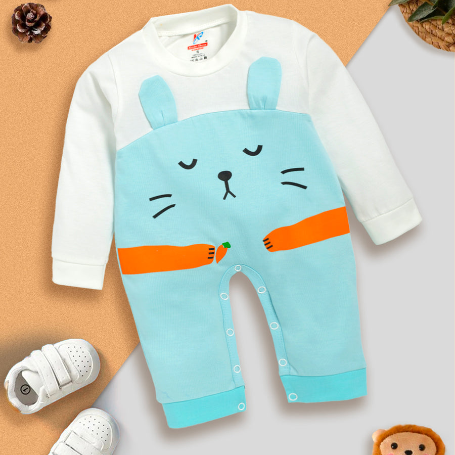 Unisex Peach Animal Print Full-Sleeve Romper Kinder Choice