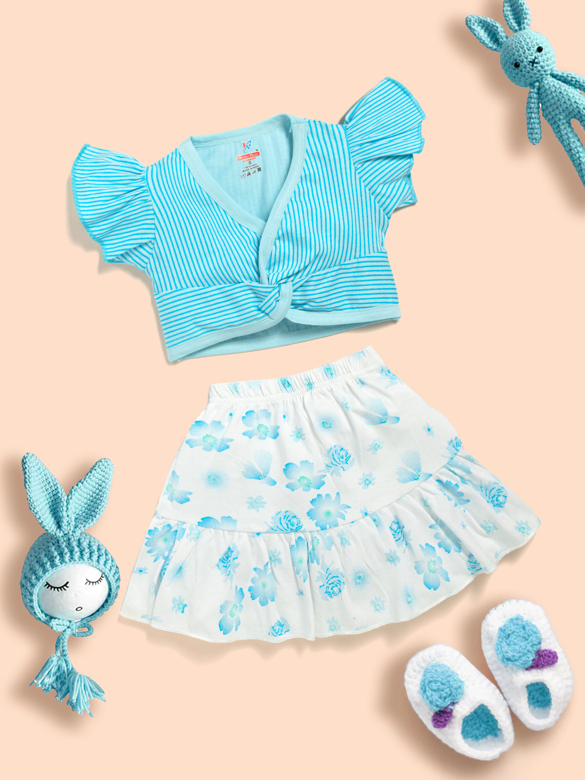 Baby Girls Cotton Crop top and Skirt Kinder Choice