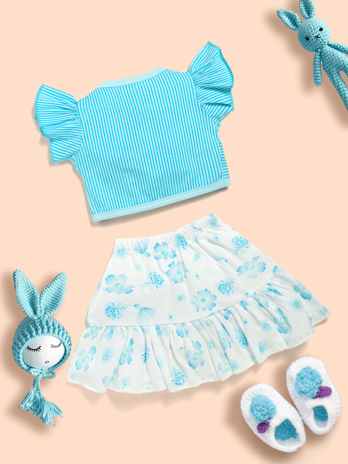 Baby Girls Cotton Crop top and Skirt Kinder Choice