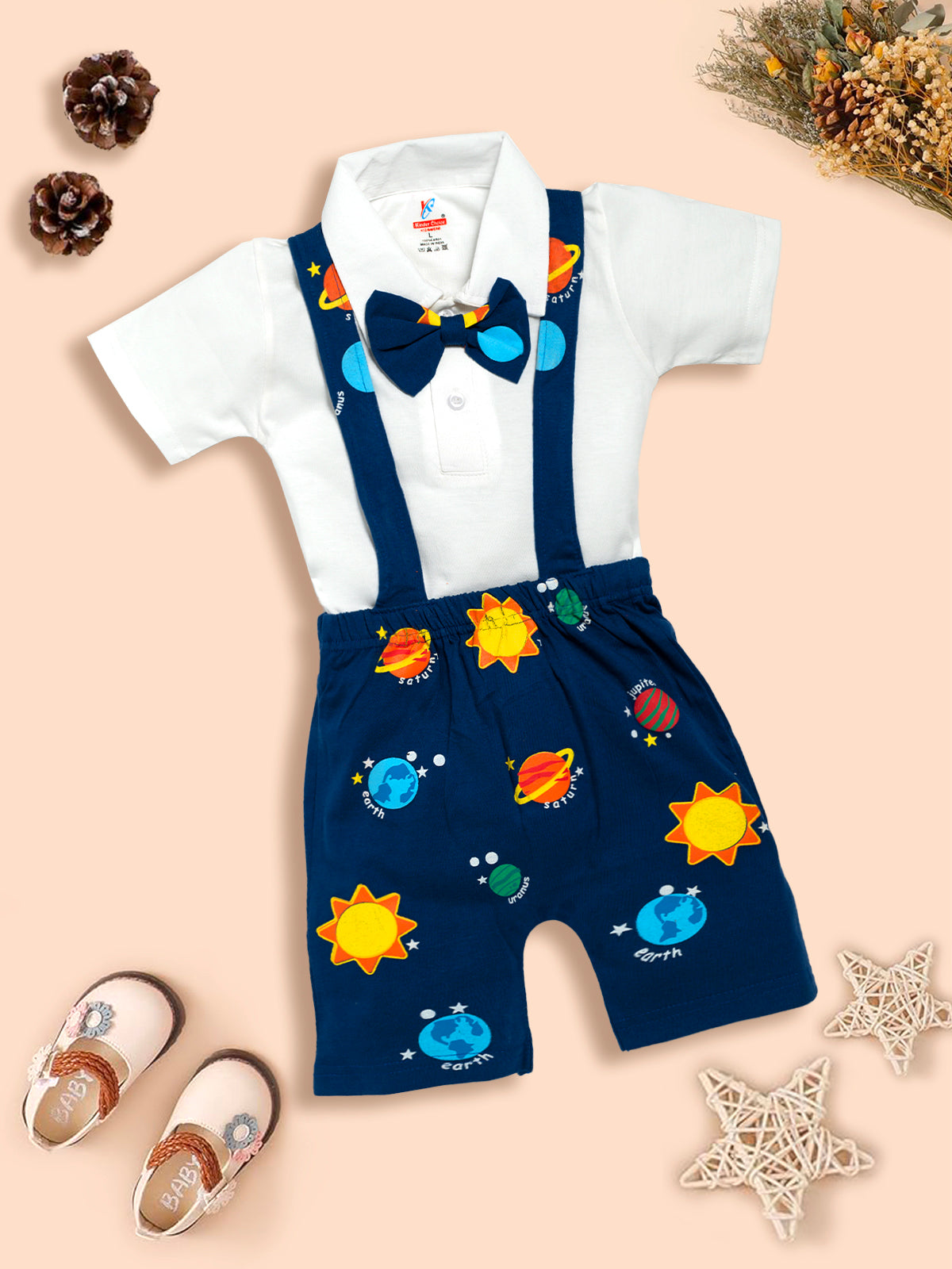 Dungaree For Baby Boys Party with Bow Kinder Choice
