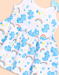 Rainbow Dreams: Blue Bear Print Dress for Kids
