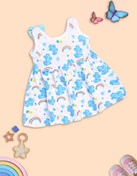 Rainbow Dreams: Blue Bear Print Dress for Kids
