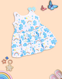 Rainbow Dreams: Blue Bear Print Dress for Kids
