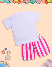 Adorable Bunny T-Shirt and Striped Shorts Set for Kids
