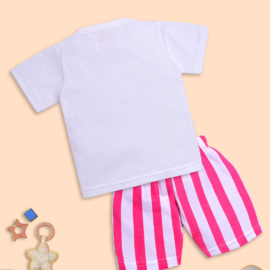 Adorable Bunny T-Shirt and Striped Shorts Set for Kids