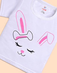 Adorable Bunny T-Shirt and Striped Shorts Set for Kids
