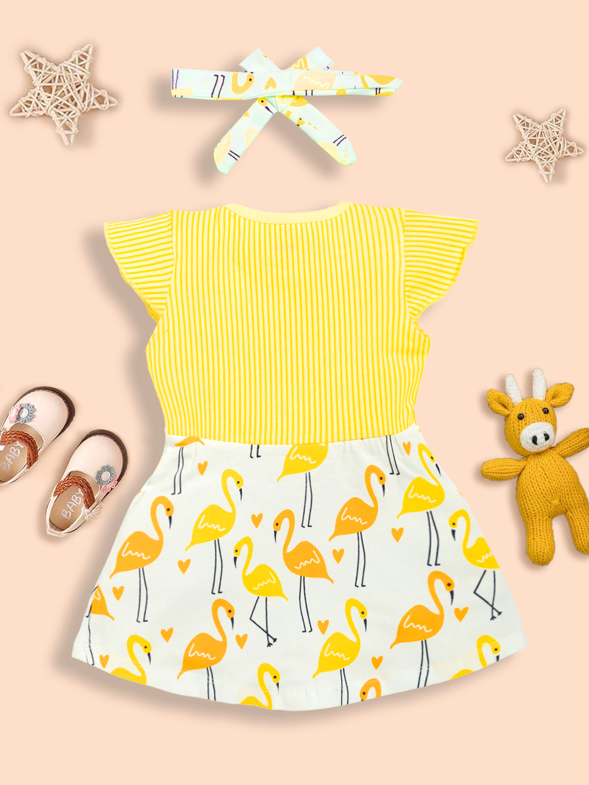 Girls cotton T-Shirt with Flamingo design Frock Kinder Choice