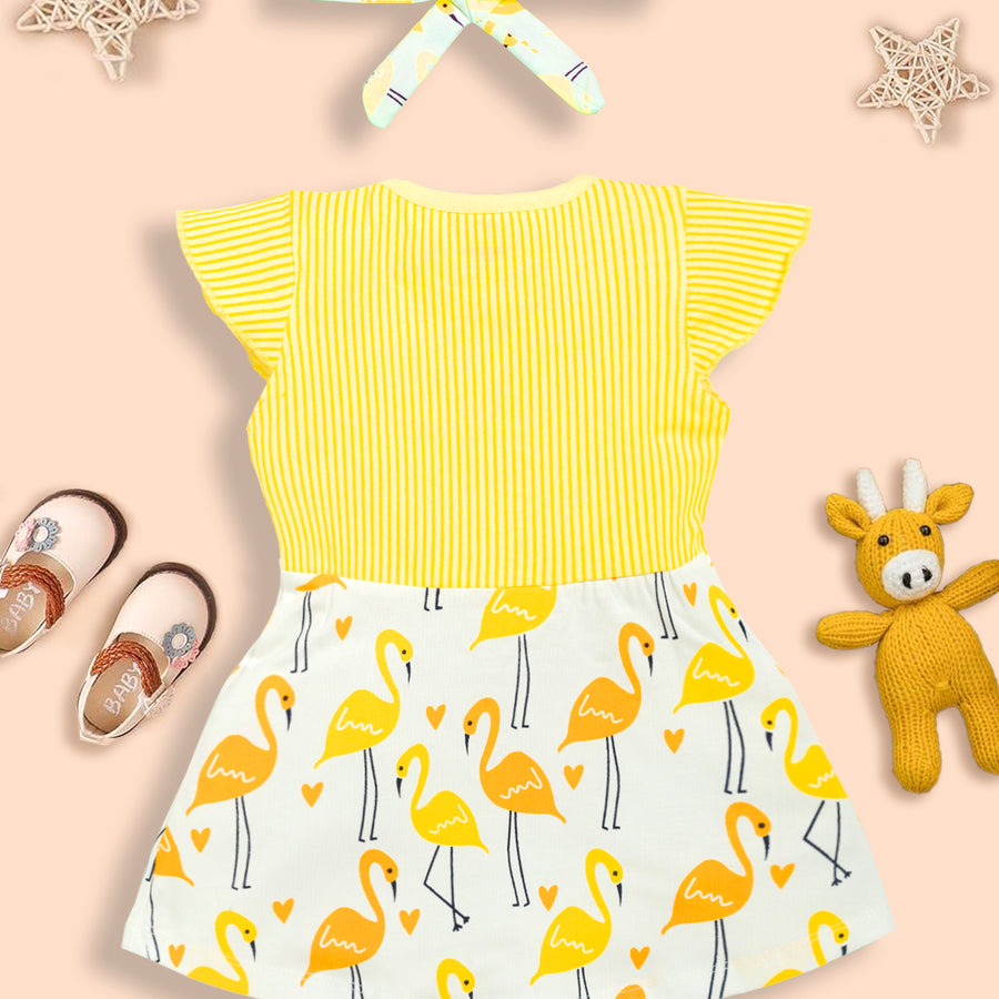 Girls cotton T-Shirt with Flamingo design Frock Kinder Choice