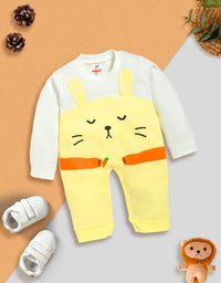 Unisex Peach Animal Print Full-Sleeve Romper Kinder Choice
