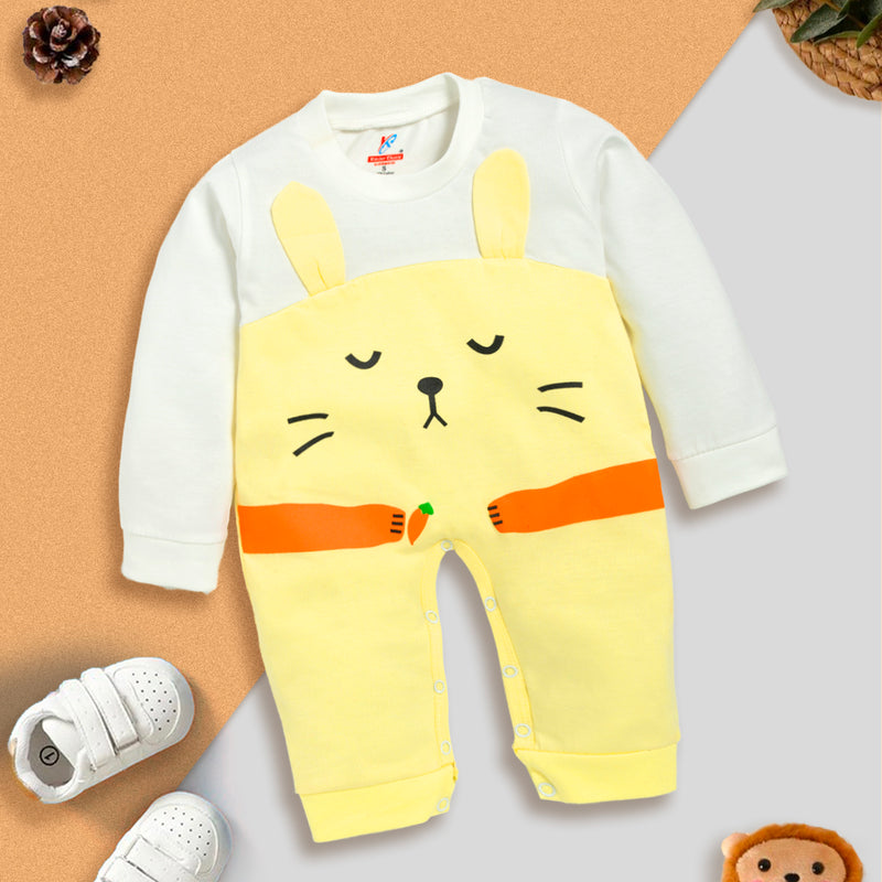 Unisex Peach Animal Print Full-Sleeve Romper Kinder Choice