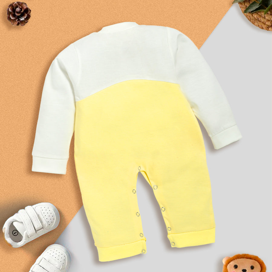 Unisex Peach Animal Print Full-Sleeve Romper Kinder Choice