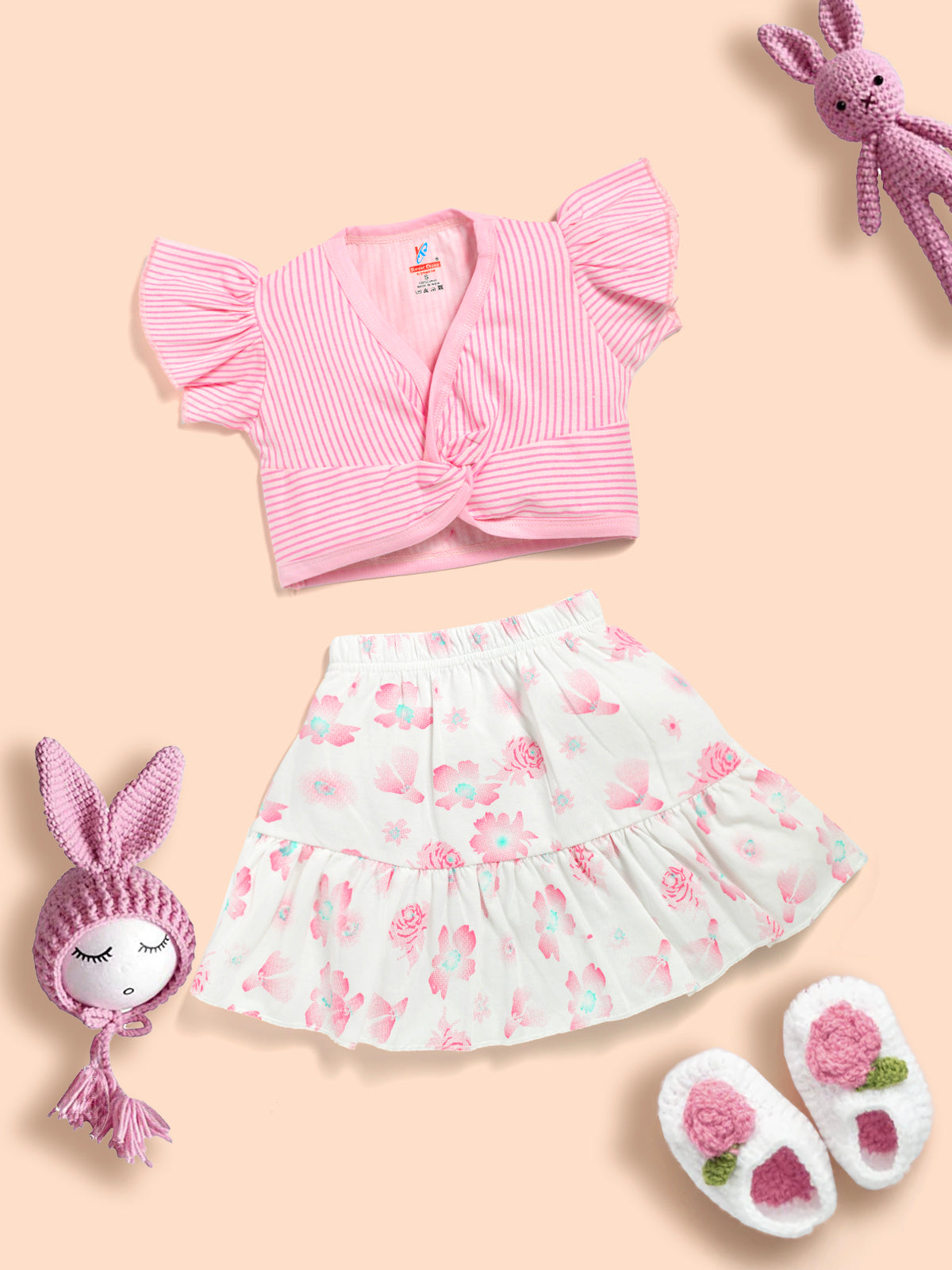 Baby Girls Cotton Crop top and Skirt Kinder Choice