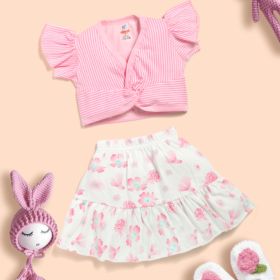Baby Girls Cotton Crop top and Skirt Kinder Choice