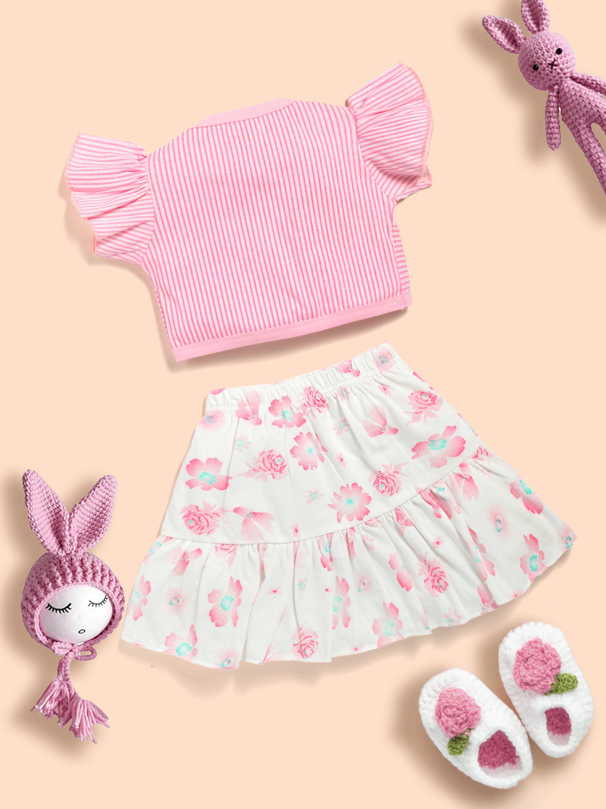 Baby Girls Cotton Crop top and Skirt Kinder Choice