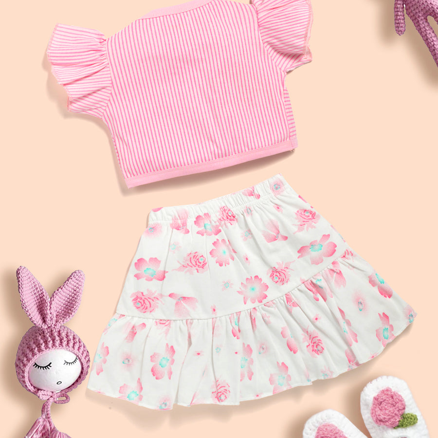 Baby Girls Cotton Crop top and Skirt Kinder Choice