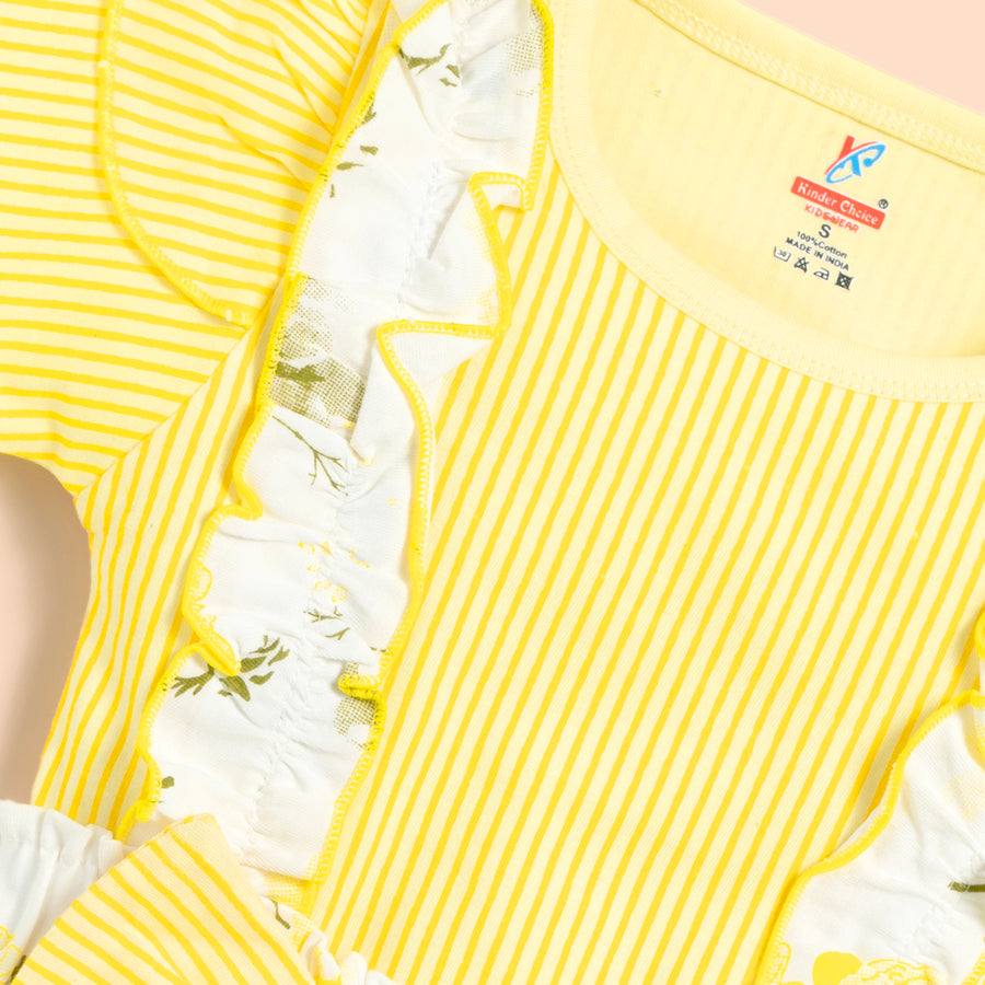 Baby Girl Solid Cotton Ribbed Ruffle Short-sleeve Romper and Floral Print Suspender Shorts Kinder Choice