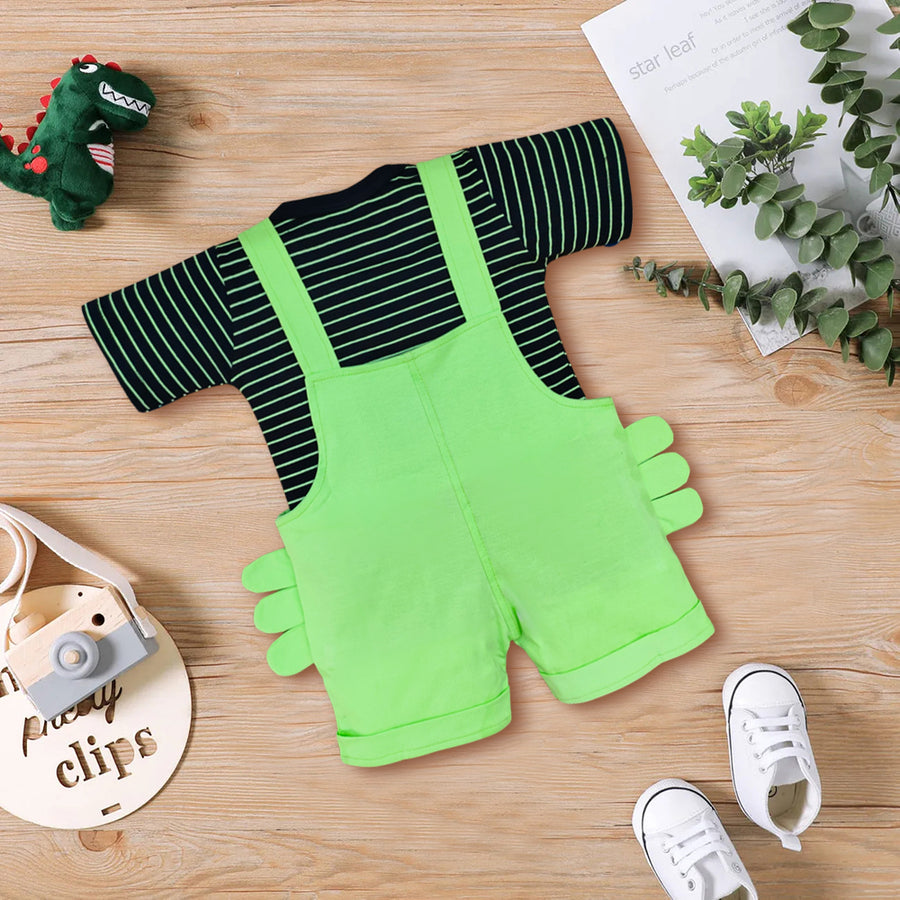 Unisex Half Sleeves All Over  Printed & Embroidered Dungaree Kinder Choice