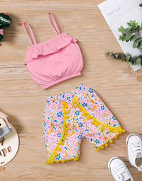 Floral Print Shorts with Crop Top Set Kinder Choice
