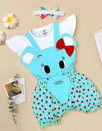 Elephant Design Romper For Baby Girls  Casual Printed Kinder Choice

