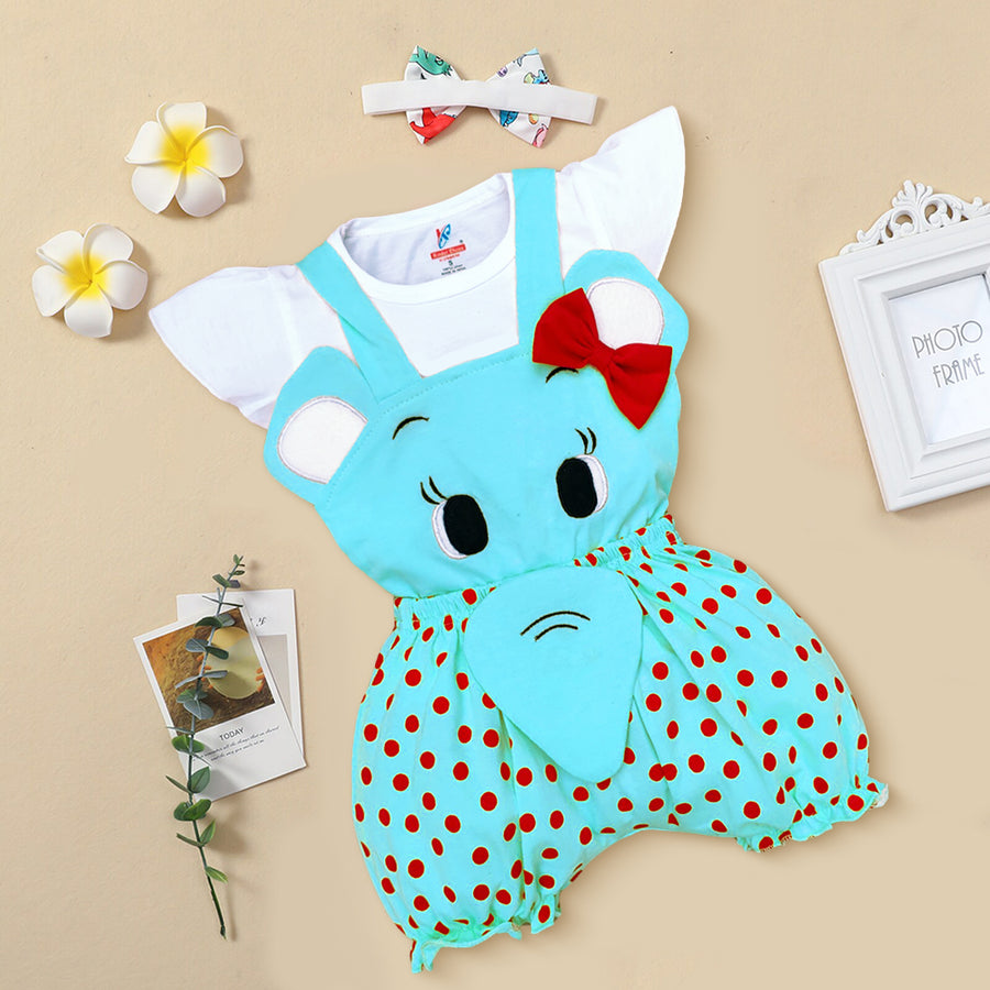 Elephant Design Romper For Baby Girls  Casual Printed Kinder Choice