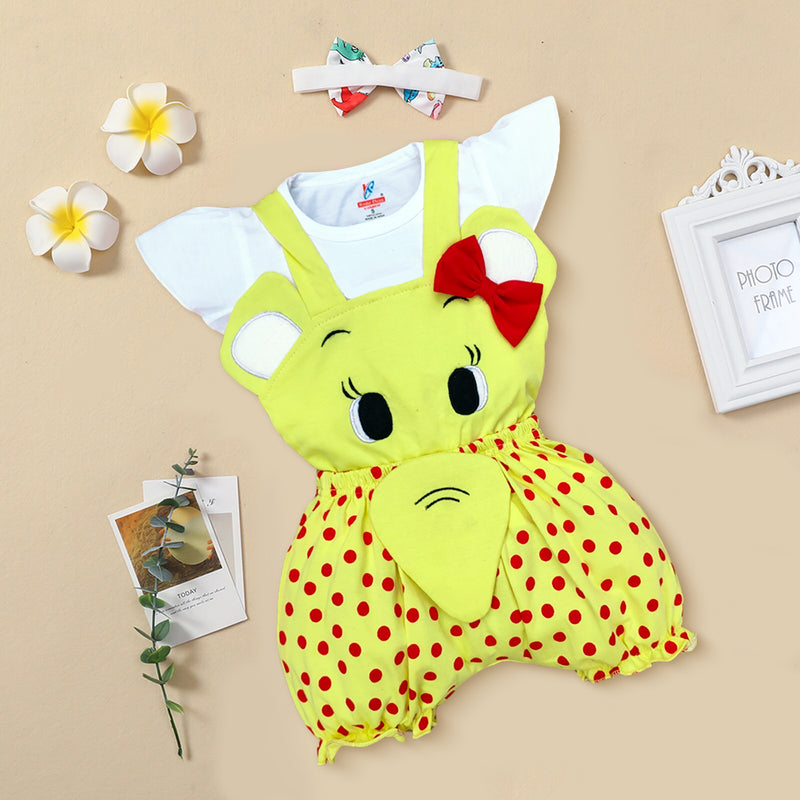 Elephant Design Romper For Baby Girls  Casual Printed Kinder Choice