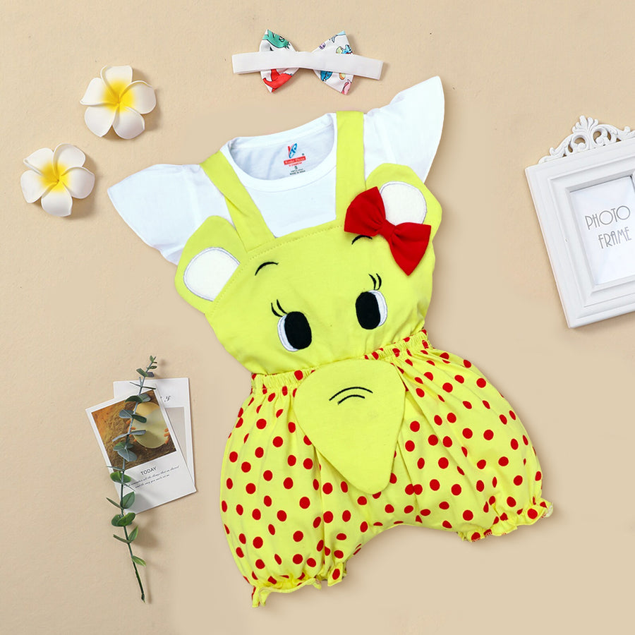 Elephant Design Romper For Baby Girls  Casual Printed Kinder Choice