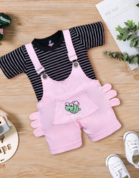 Unisex Half Sleeves All Over  Printed & Embroidered Dungaree Kinder Choice
