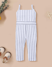 Girls Striped Pattern Full Cotton Jumpsuit Sleeveless Kinder Choice
