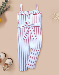 Girls Striped Pattern Full Cotton Jumpsuit Sleeveless Kinder Choice
